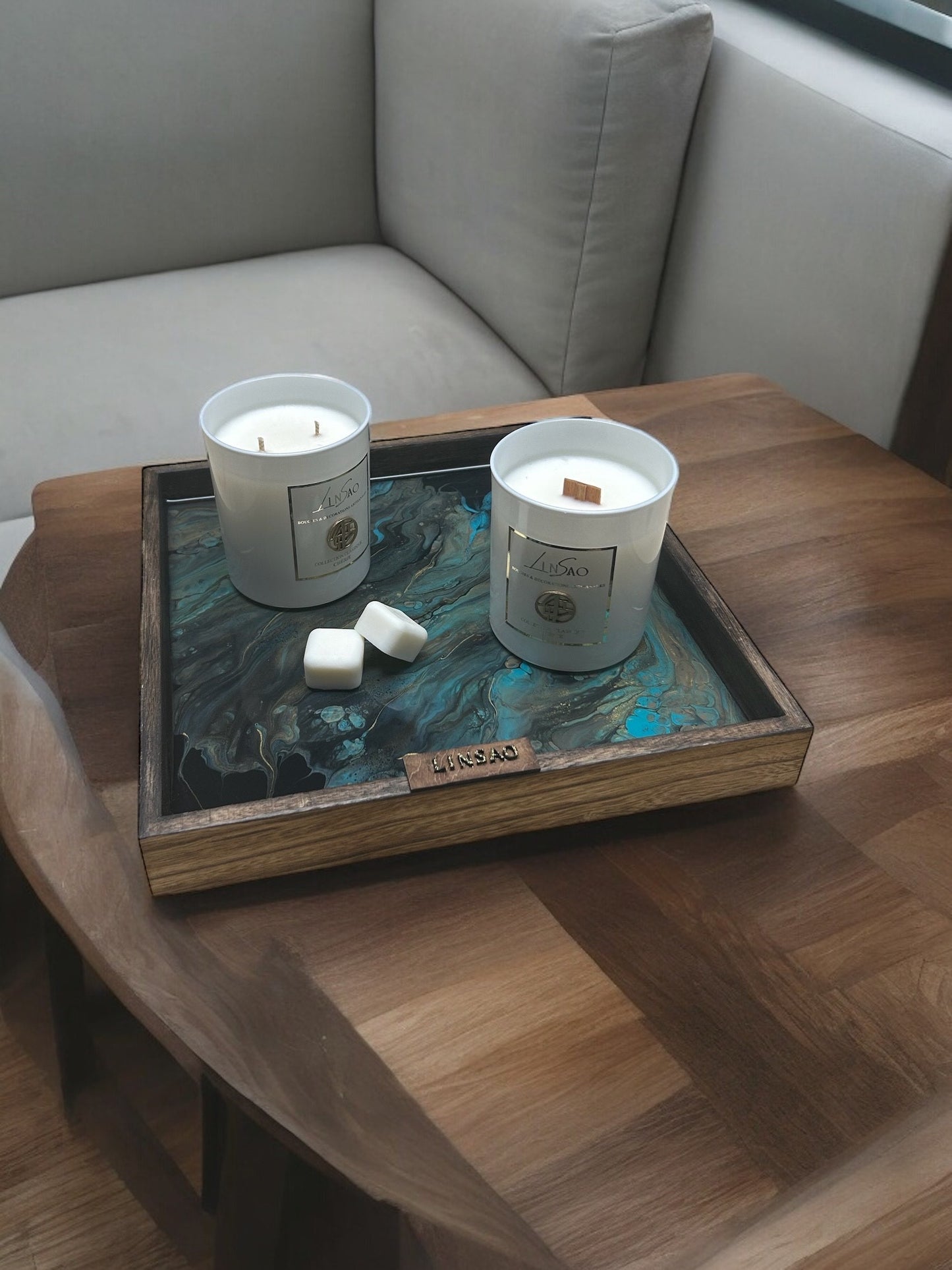 PLATEAU DECORATIF - BLEU LAGON